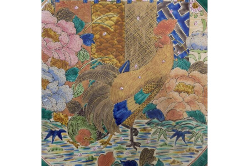 九谷焼 盛鉢 にわとりの大皿