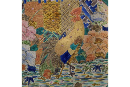 九谷焼 盛鉢 にわとりの大皿