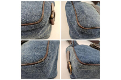 ワンショルダー ハンドバッグのデニム×レザー