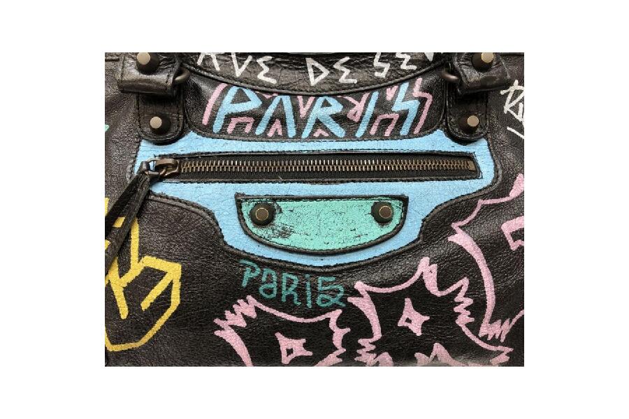 【希少デザイン・箱付属】バレンシアガ BALENCIAGA グラフィティロゴ BALENCIAGA ハンドバッグ グラフィティ 115748 ブラック バレンシアガ