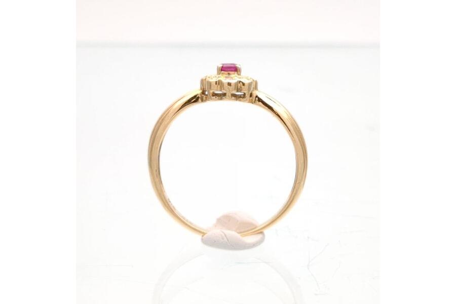 16号 リング K18 2.5g ルビー 0.15ct ダイヤモンド 0.02ct フラワー