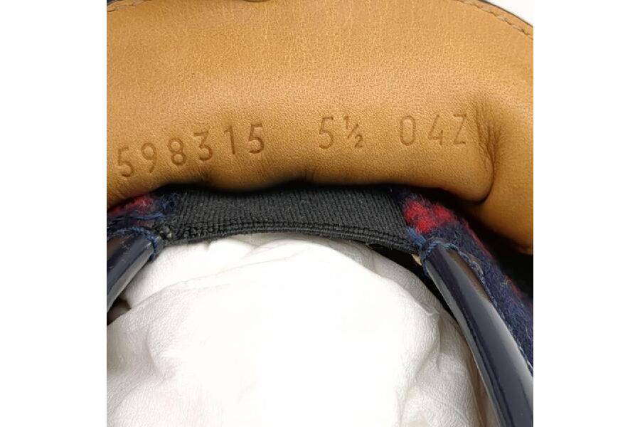 GUCCI 598315 ウールホースビットローファー ネイビー GG柄 SIZE