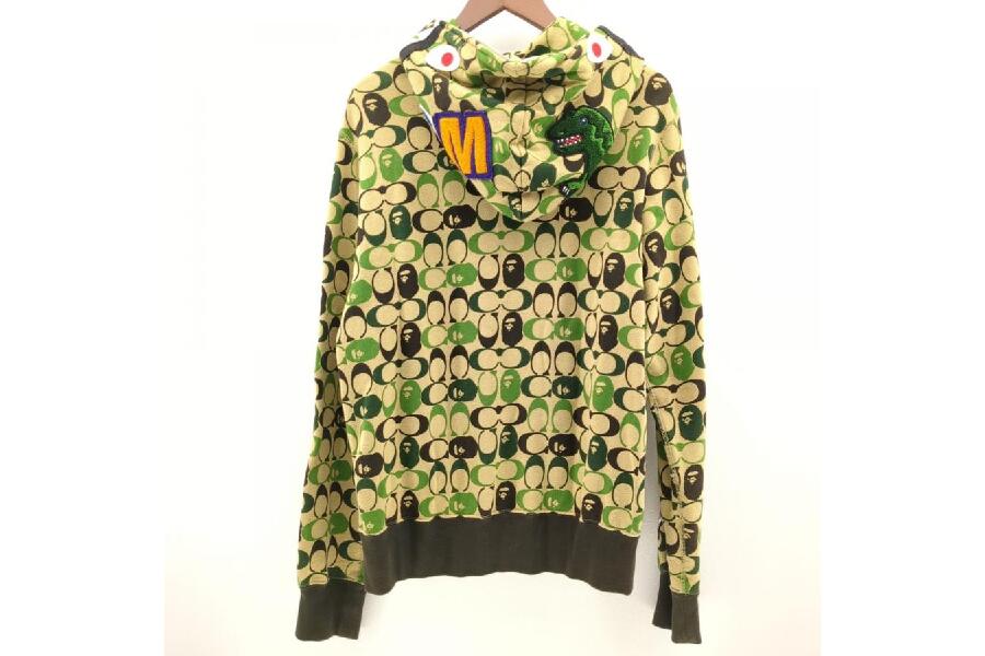 コーチ × ア ベイシングエイプ シャーク ジップアップパーカー SIZE M