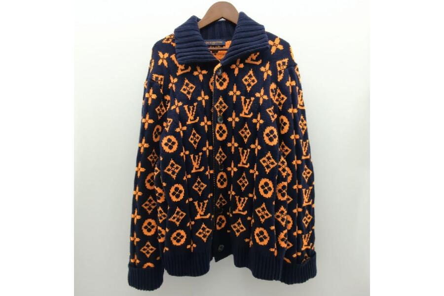 新品✨ルイヴィトン アウター 46 RI202M XEP HICO3W ルイヴィトン ニットカーディガン SIZE XL ネイビー×オレンジ