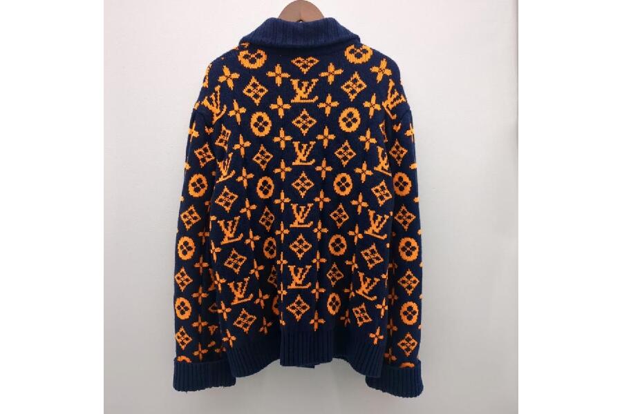 ルイヴィトン ニットカーディガン SIZE XL ネイビー×オレンジ