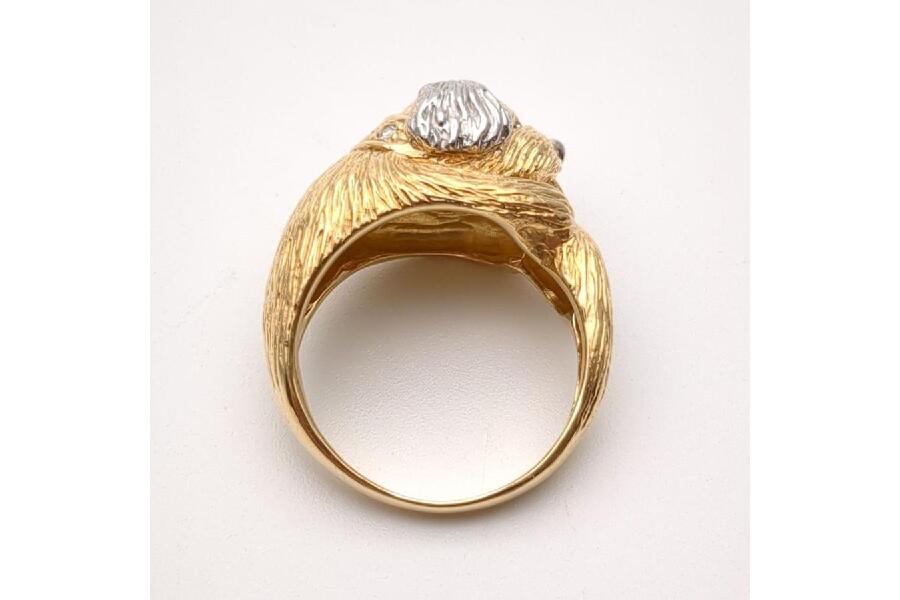 犬モチーフリング：K18×Pt900＆メレダイヤの魅力 #入荷しました