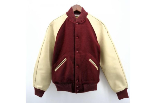 希少 旧タグ McCOY 袖レザー スタジャン アワードジャケット オレンジ