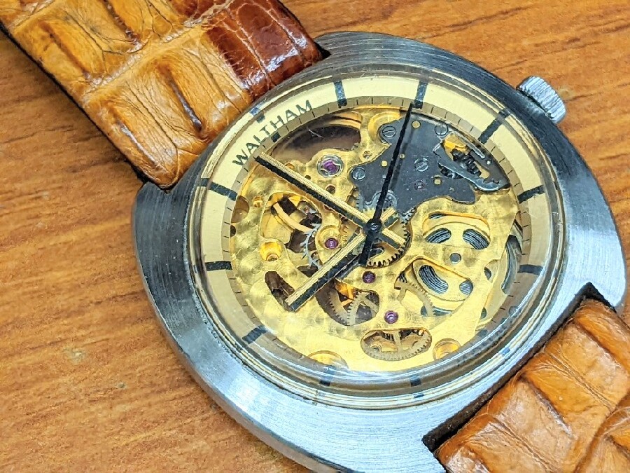 在庫国産 WALTHAM ウォルサム 腕時計 スケルトン モナコ PeL2v