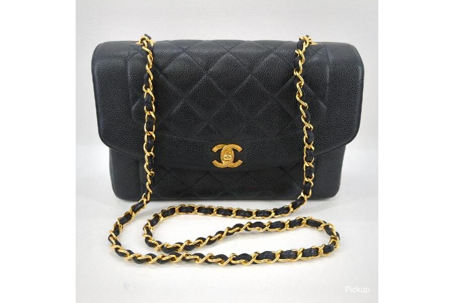 美品】 CHANEL マトラッセ ブラック キャビアスキン ダイアナ