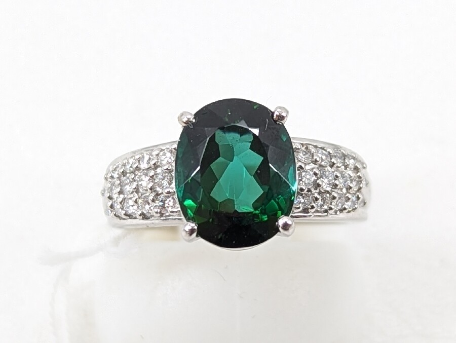 値下げ グリーントルマリンプラチナリング グリーントルマリン リング/指輪 4.070カラット プラチナ900 PT900