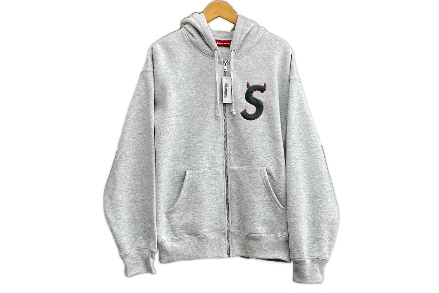 未使用】Supreme デビル S ロゴ ジップアップパーカー グレー サイズL