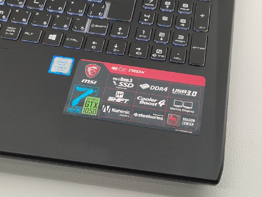 高速 NVMe SSD搭載で快適ゲーム!!MSI ゲーミングノートパソコン GL62が 