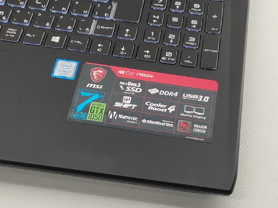 高速 NVMe SSD搭載で快適ゲーム!!MSI ゲーミングノートパソコン GL62が