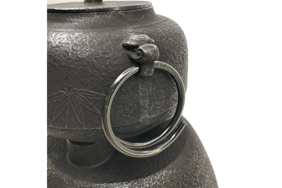 南部鉄器　茶の湯風炉釜　紅鉢竹紋　2、2L 茶道具 風炉釜＆土風炉 紅鉢 セット 風炉釜 筒糸目 アルミ軽合金