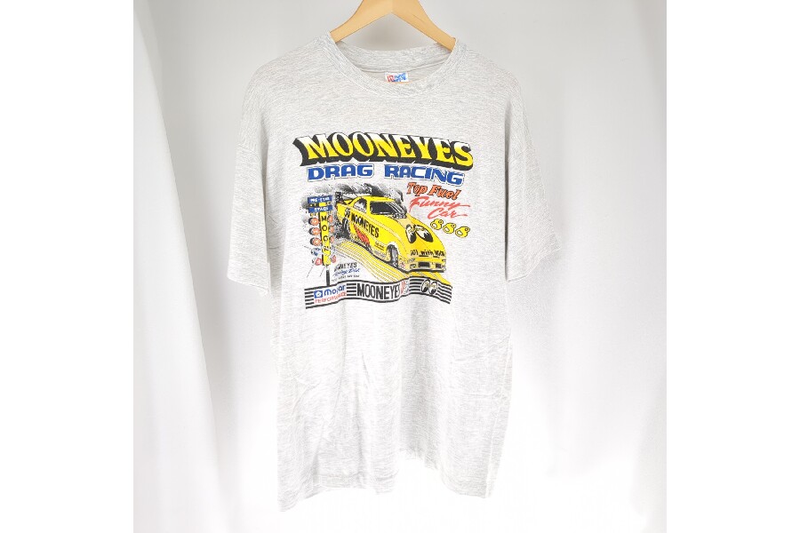 90s MOONEYES Tシャツ Hanes USA製 ピンスト ビンテージ 90's Hanes ”MOONEYES” T-Shirt L / ヘインズ ムーンアイズ T