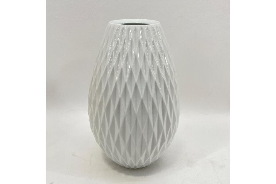 香蘭社　白磁　花瓶　白磁ダイヤ　インテリア　　骨董品 白磁ダイヤ 小）花瓶|有田焼の老舗-香蘭社オンラインショップ