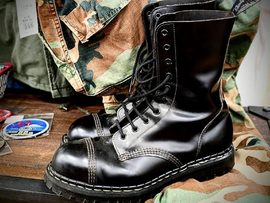 イングランド製　gripfast　グリップファースト　スチールトゥ/ロングブーツ　size24.0-24.5-25.0程度〈黒/BLACK/ブラック〉レースアップ/ロック系　管No.WM16 Gripfast – NPS Solovair USA