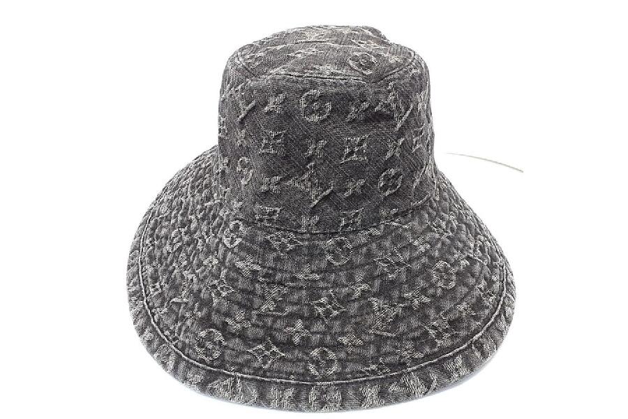 Louis Vuitton バケットハット ブラック×モノグラム柄 ルイヴィトン ハット シャボーモノグラムデニム ブラック モノグラム柄