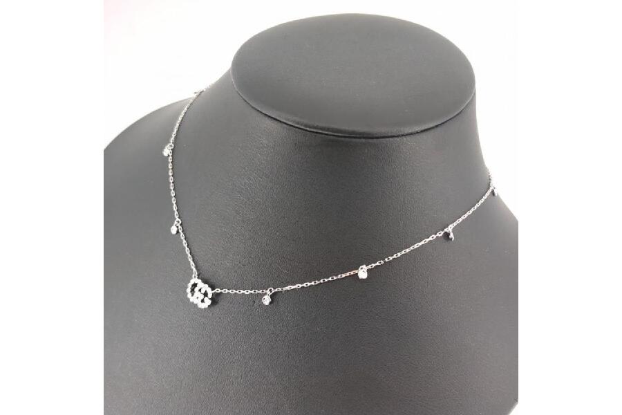 GUCCIインターロッキングG ダイヤモンド ネックレス 18K WHT GLD 新品仕上げ済み】グッチ ネックレス ダイヤモンド インター
