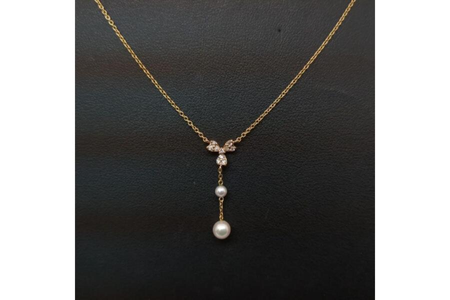 ヴァンドーム青山 真珠 ダイヤモンド k18 ネックレス Vendome