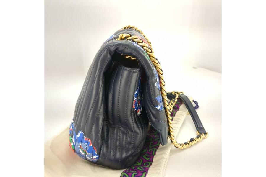 TORYBURCH トリーバーチ チェーンショルダーバッグ ネイビー/花