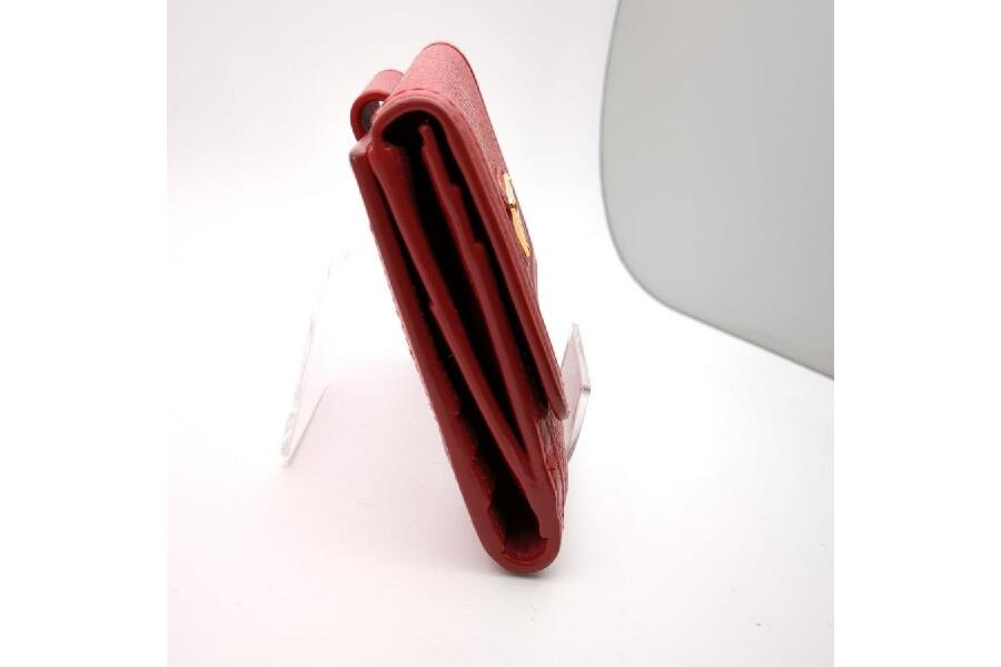 PRADA プラダ 三つ折り財布 レザー レッド ウォレット 小銭入れ