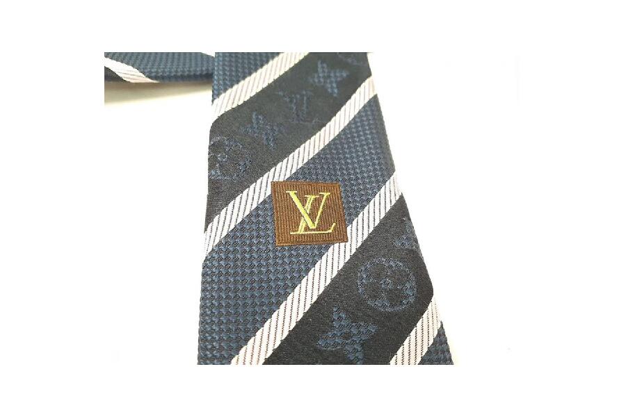 ☆美品☆ルイヴィトン　ネクタイ　ストライプ　モノグラム　ブルー　レジメンタル 2025年最新】Yahoo!オークション -ルイヴィトン ネクタイ
