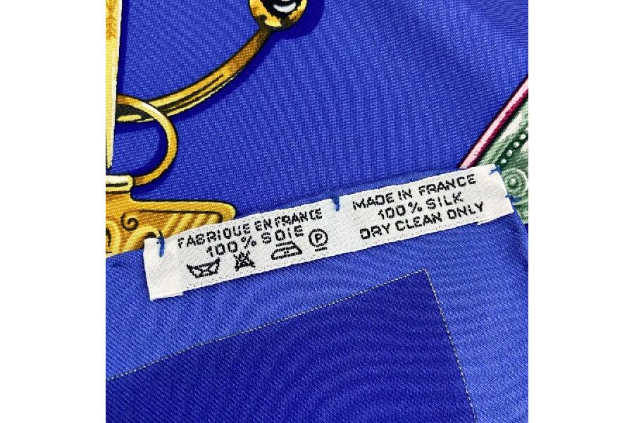 エルメス シルクスカーフ ブルー系 （砂漠のアクセサリー）箱付き美品