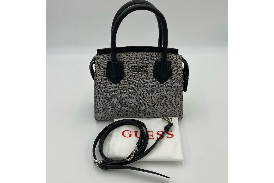 GUESS ゲス 2Wayショルダーバッグ モノグラム柄 キャンバス ブラック 