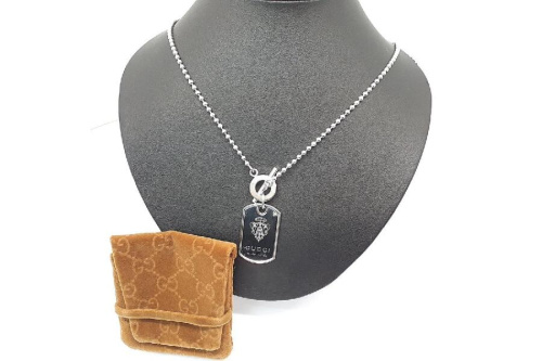 グッチ ネックレス シルバー925 GUCCI ドッグタグ 50cm