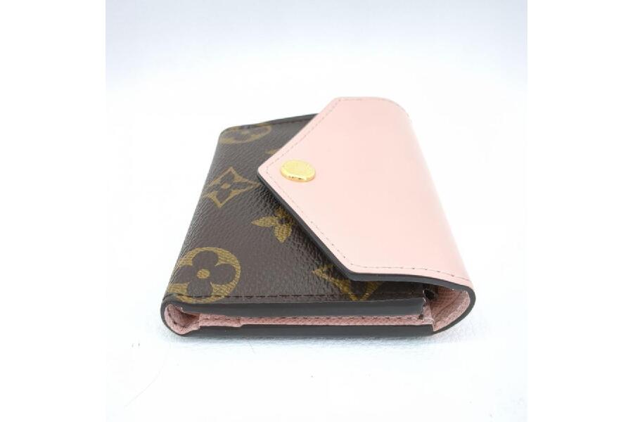 ルイヴィトン 三つ折り財布 ポルトフォイユゾエ モノグラム ローズバレ