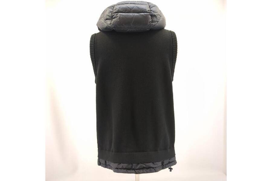 モンクレール ベスト サイズS ブラック メンズ ニット ダウン MAGLIA