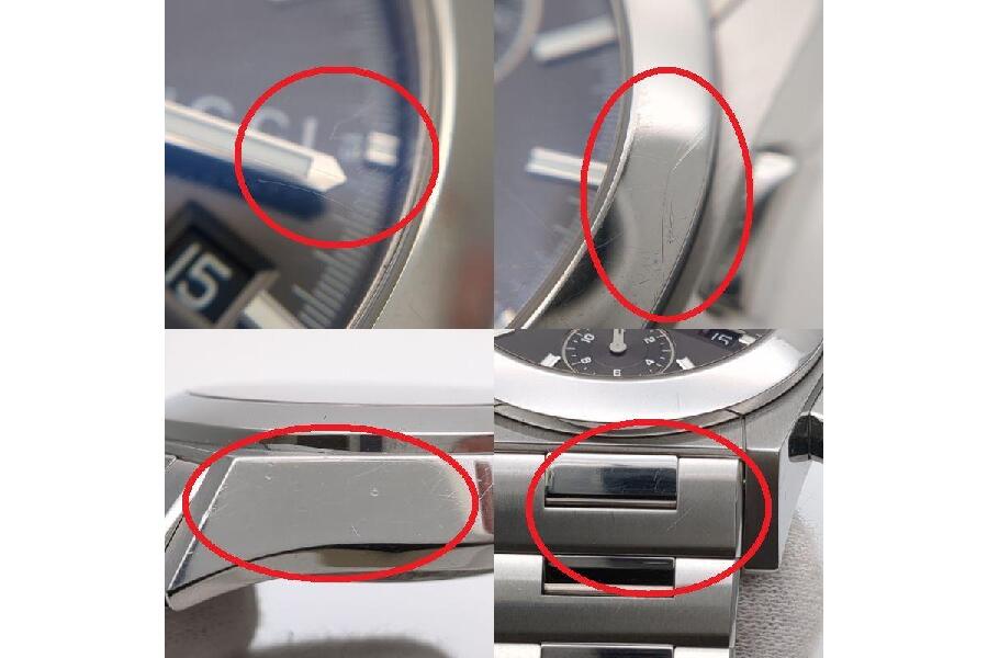 OH済 グッチ パンテオンクロノグラフ 115.2 自動巻 黒文字盤 裏スケ