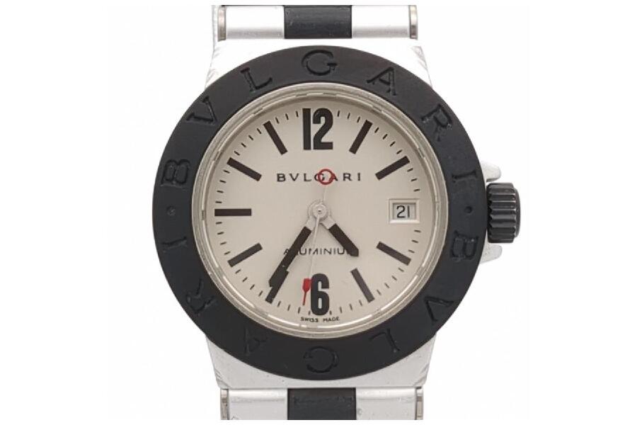 値下げしました☻BVLGARI AL29aレディース ラバーベルト 時計 ブルガリ アルミニウム AL29TA クォーツ ラバー劣化あり 白文字盤