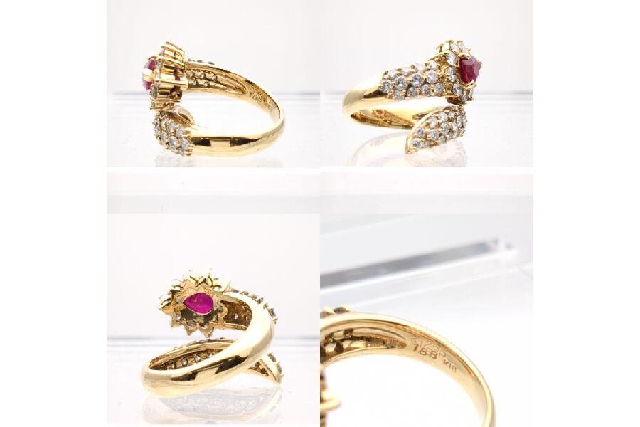 ソーティング 天然ルビー 1.266ct K18 11.2g リング 13号 指輪 ソーティング 天然ルビー 1.266ct K18 11.2g リング 13号 指輪