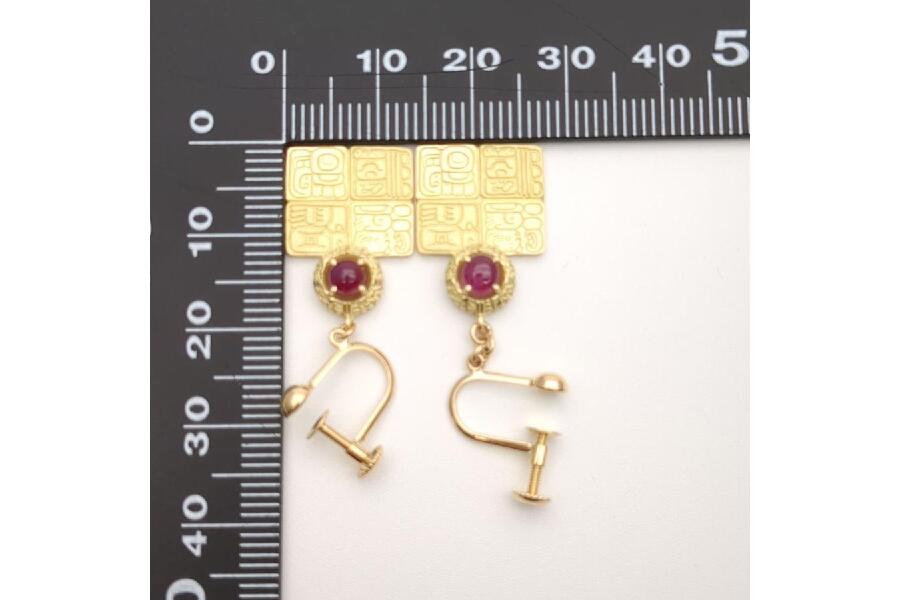 池田啓子 AKコレクション イヤリング K18 5.9g ルビー スクエア 池田啓子 AKコレクション イヤリング K18 5.9g ルビー スクエア