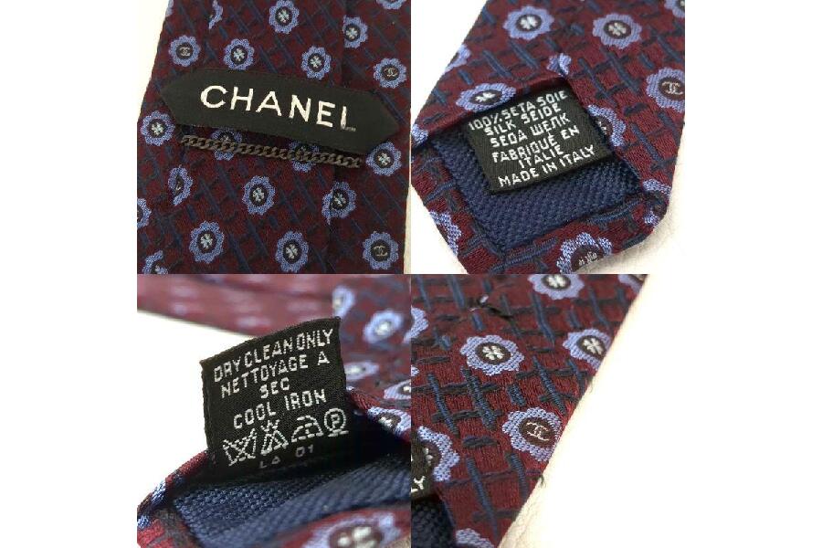 CHANEL 花柄ネクタイ ブラック CHANELネクタイ ～ボルドー×花柄のシルク逸品～ #入荷しました♪｜2025