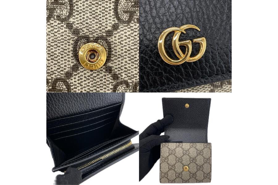 新品同様　グッチ財布　グッチ折り財布　グッチggマーモント GGスプリーム 入荷速報】グッチ GGマーモント GGスプリーム 二つ折り財布 598587 が