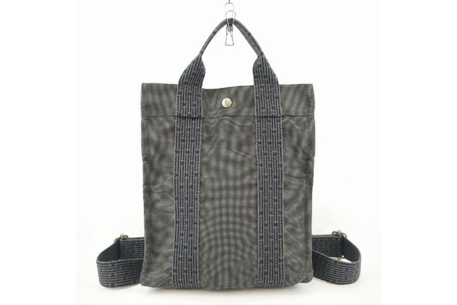 一番人気物 アドPM エルメス HERMES エールライン カデナ キャンバス グレー バッグ