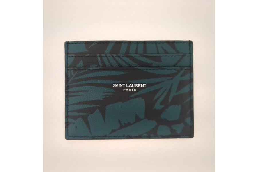 イヴ・サンローラン　YSL　カードケース　名刺入れ　ゴールド　ブルー 希少・美品】イヴ サン ローラン YSL メタル カードケース 名刺