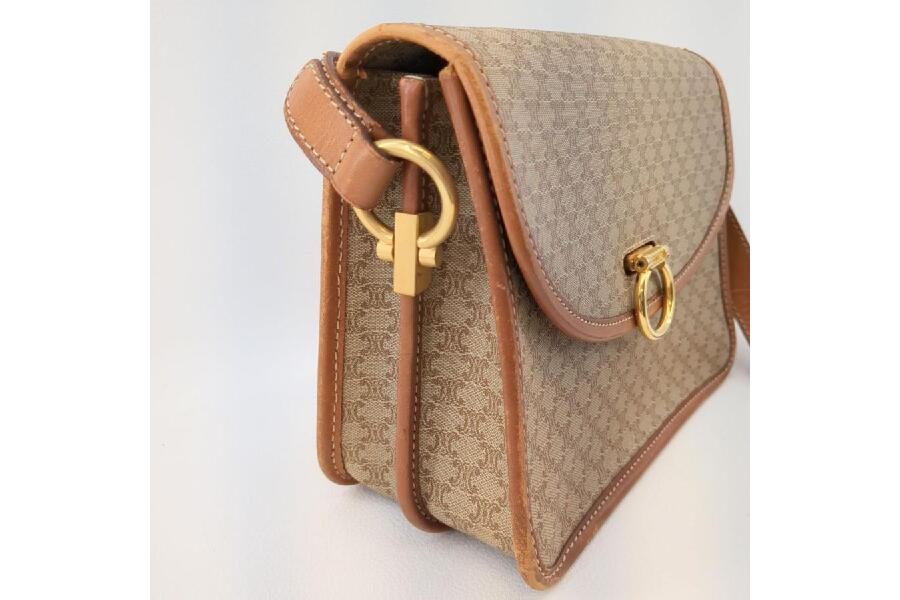 CELINE セリーヌ ショルダーバッグ マカダム レザー ベージュ系