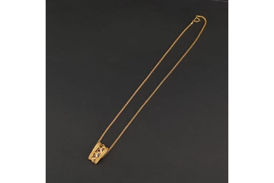 ランバン K18 ネックレス 18金 ブルートパーズ イエローゴールド