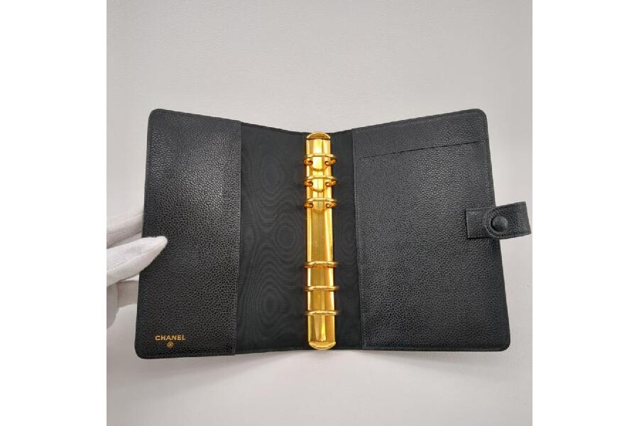 極美品］シャネルアジェンダキャビアスキンココマーク手帳カバーブラウン