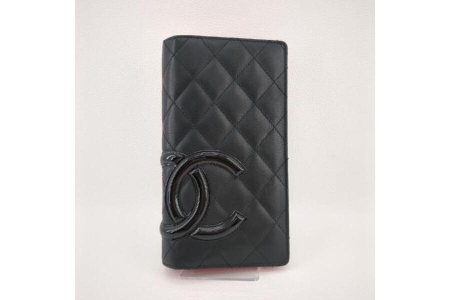 CHANEL シャネル 二つ折り財布 黒/ピンク フランス製