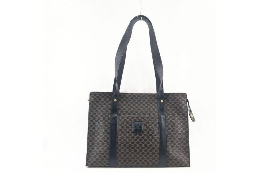 CELINE マカダム柄ブラゾン刻印トートバッグ